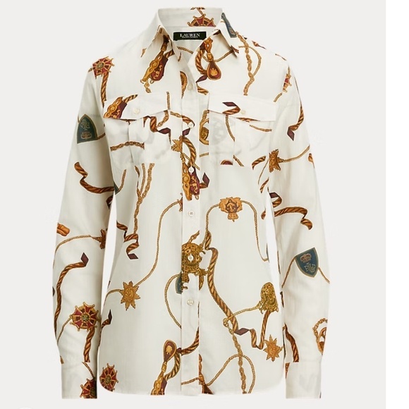 NWT RALPH LAUREN Classic Fit Print Cotton Voile Shirt Size US XXL - Picture 2 of 5